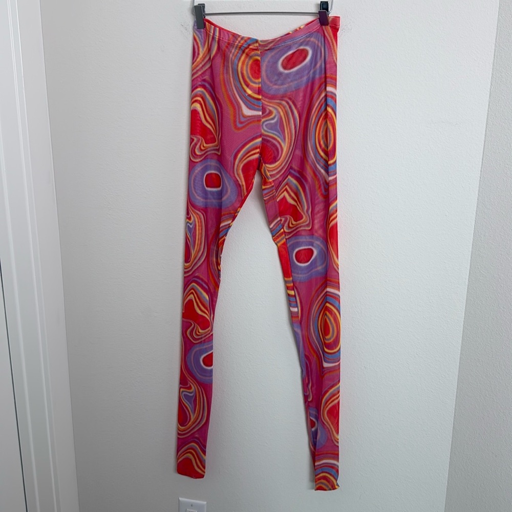 Psychedelic Full Cover Mesh Leggings Sz XL